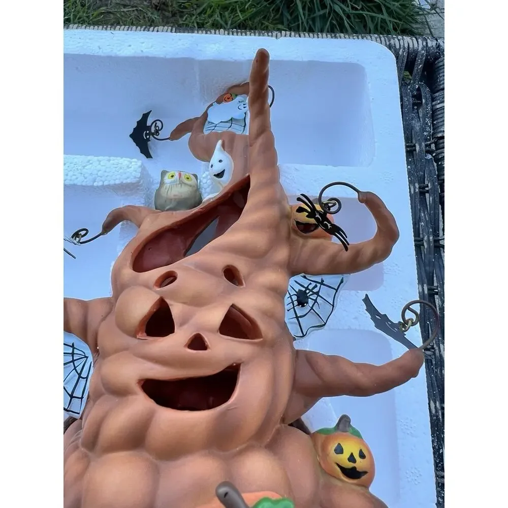 PartyLite Haunted Tealight Tree Ceramic Halloween Candle Holder #P9065 NOS